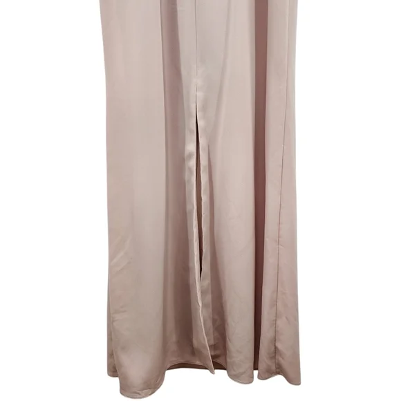 Adrianna Papell Women's Blush Ribbon Shoulder Cowl Neck Formal Maxi Dress Sz 10 - Picture 7 of 12